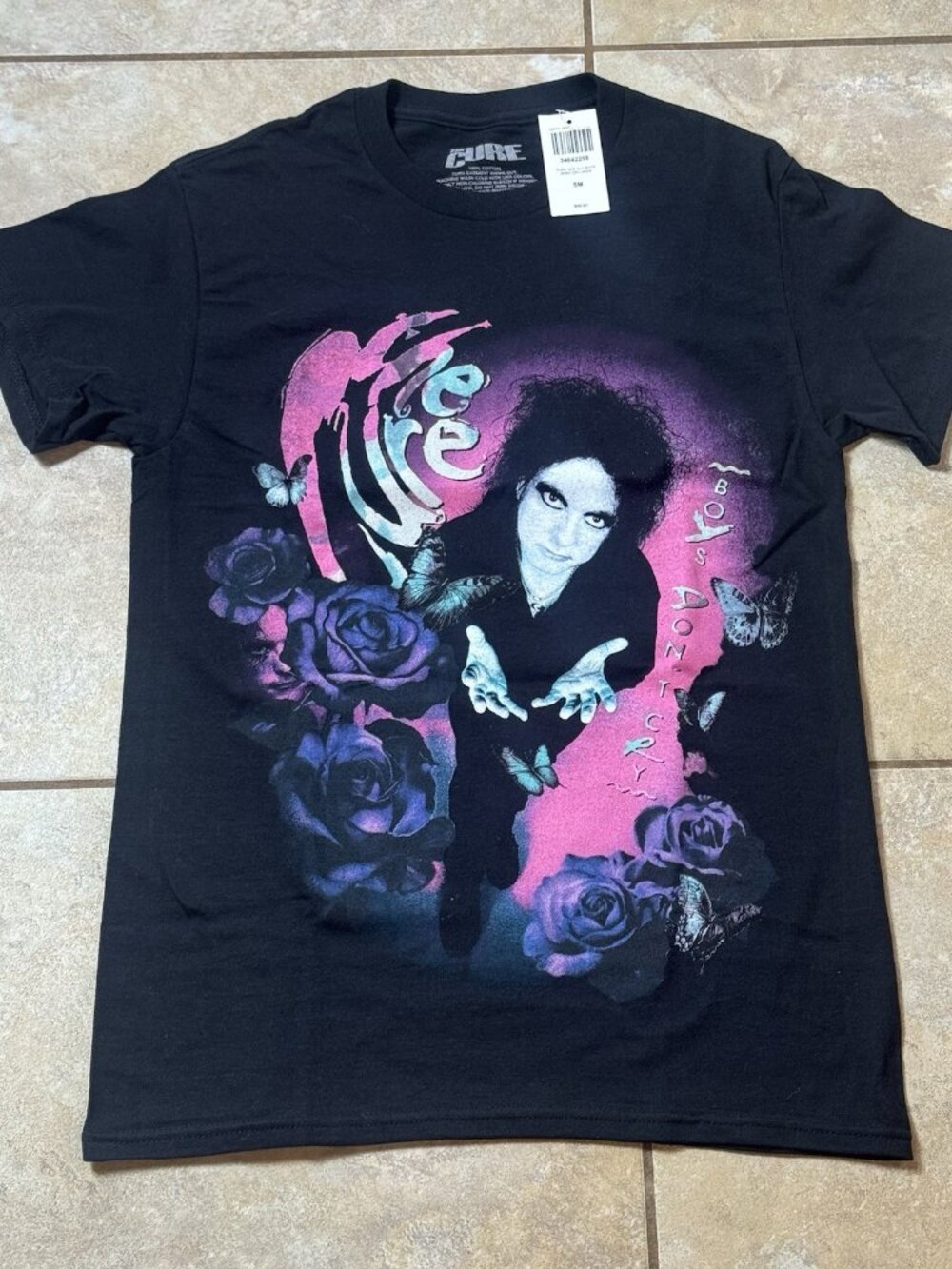 The Cure Boys Don't Cry Roses Two-Sided T-Shirt Size SMALL New With Tags